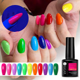 Hivava  -  Neon Fluorescent Glow-in-dark Gel Nail Polish Red Green Yellow Luminous UV LED Nails Gel Soak Off Nail Art Varnish