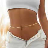 Hivava   Sexy Flat Snake Chain Waist Belly Belt for Women Summer Beach Bikinis Simple Body Chain Festival Jewelry Accessories