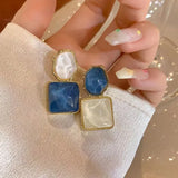 Hivava  -  Vintage Resin Geometric Square Drop Earrings for Women Charms Blue Earring White Pendant Jewelry Accessories Party Gifts