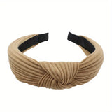 Hivava  -  Knitted Knotted Solid Wide Headbands Women Girls New Fashion Hair Hoop Simple Cross Knot Hairbands Headwear Hair Accessories