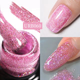 Hivava  -  7ml Sparkling Glitter Rubber Base Gel Nails Shining Glitter Semi Permanent Soak Off UV LED Varnish All for Manicure