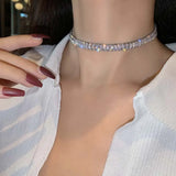 Hivava  -  Luxury Shiny Zircon Square Choker Necklaces for Women Exquisite Crystal Short Sexy Necklace Wedding Bride Jewelry Gift