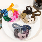 Hivava  New Design Bow Hair Ties Band Colorful Hand-Woven Hair Rope For Women HIgh Elastic Scrunchies Hairband Ponytail Hair Accessories