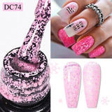 Hivava  -  7ml Snowflake Gel Nail Polish Neon Fluorescent Gel Semi Permanent Pink White Snow Sequins Nails Art Design Varnish UV LED