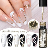 Hivava  -  Metallic Gold Sliver Pink 5ml Liner Gel Nail Art Polish Painting Mirror Gel Graffiti Stripe Design Varnish DIY