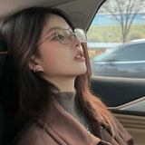 Hivava  Korean New Alloy Glasses Frame Women Lovely Ins No Makeup Plain Glasses Men Eyewear Cute Decorative Computer Glasses