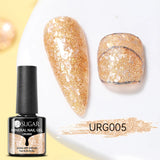 Hivava  -  7ml Champagne Gold Reflective Glitter Rubber Base Gel Nail Polish Sparkling Glowing Semi Permanent Nail Art UV Gel