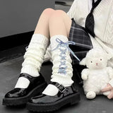 Hivava  Lolita Leg Warmer Japanese Gothic Long Socks Ribbon Leggings Gaiters Knee Goth Winter Sock Knitted Cuffs Ankle Warmer for Women