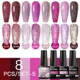 Hivava  -  6/8pcs Gel Nail Polish Set Nude Pink Gel Varnishes Kit Glitter Soak Off Uv Led Gel Semi Permanent Nail Art Gel Lacquer