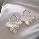 Hivava  -  New Classic Fashion Glossy Earrings Women Simple Korean White Shell Flower Earrings Temperament Light Luxury Jewelry Gift