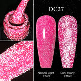 Hivava  -  Reflective Glitter Gel Pink Sparkling Sequins Gel Nail Polish Soak Off UV Nail Gel Semi-permanent Nail Art Decoration