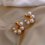 Hivava  -  Fashion White Shell Flower Pearl Hoop Earrings for Women Korean Elegant Temperament Zircon Earrings Jewelry