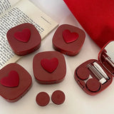 Hivava Women Color Contact Lens Case Red Heart Contact Lenses Box for Eyes Care Kit Glasses Case Holder Container