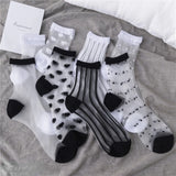 Hivava  Ultra-thin Transparent Meshes Fishnet Short Socks Sexy Lace Women Socks Summer Harajuku Casual Breathable Crew Socks Black White