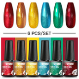 Hivava  -  6Pcs/Set Coffee Series Gel Nail Polish Autumn Nail Art Gel Varnish Semi Permanent Soak Off UV Gel Manicure Kit For Nails