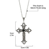 Hiava  -  Large Gothic Cross Drill Pendant Jewelry Necklace Silver Color Red Tone Punk Jewellery Fashion Charm Statement Women Gift