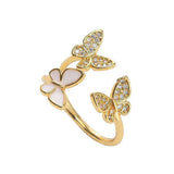 Hivava Fashion Korean Crystal Butterfly Rings For Women Girls Exquisite 3 Butterflies Zircon Finger Ring Accessories Jewelry Gifts