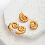 Hivava  -  Waterproof Stainless Steel Shell Conch Snail Pendant Earrings Gold Color 18K PVD Plated Fashion Jewelry For Daliy Wear