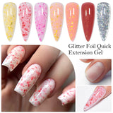 Hivava  -   7ML Pink Glitter Quick Extension Gel Nail Polish Pink Gold Foils Effect Vernis Semi Permanent UV Gel Nail Art Hard Gel