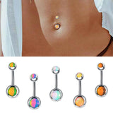 Hivava  1PC Double Dripping Oil Navel Piercing Stainless Steel Belly Button Rings Earring Piercing Body Jewelry Umbilical Ornaments