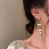 Hivava  -  New Design Lily of The Valley Pearl Green Ear Hook for Women Fashion Elegant White Flowers Drop Earrings Wedding Party Jewelry