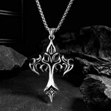 Hivava Men's Vintage Flame Cross Pendant Necklace Women Stainless Steel Link Chain Charm Necklaces Cool Punk Hip Hop Jewelry Gift