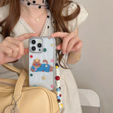 Hivava  Colorful Spots Cat Cute Cover For Iphone 13 Pro Max 15ProMax 12 14 15Pro 13Pro 14Pro 15 Summer Chain Plating Transparent Shell