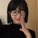 Hivava  Korea Retro Big Black Glasses Frame Women Lovely Ins No Makeup Plain Glasses Men Eyewear Cute Decorative Computer Glasses