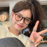 Hivava  Korea Retro Cute Round Glasses Frame Women Lovely Ins No Makeup Plain Glasses Men Eyewear Cute Decorative Computer Glasses