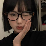 Hivava  Korea Retro Big Black Glasses Frame Women Lovely Ins No Makeup Plain Glasses Men Eyewear Cute Decorative Computer Glasses