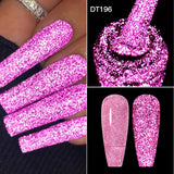 Hivava  -  7ml Red Pink Fluorescent Reflective Gel Nail Polish Glitter Sparkly Neon Semi Permanent UV LED Gel Nail Art Varnish