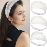 Hivava   -  Crochet Hair Scarf Bands Elastic White Turban Headband Lace Hollow Flower Headwrap Bandana for Women Fashion Hair Accessories