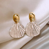 Hivava  -  New Classic Fashion Glossy Earrings Women Simple Korean White Shell Flower Earrings Temperament Light Luxury Jewelry Gift