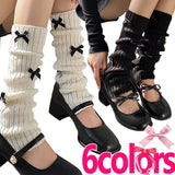 Hivava  Fashion Y2k Socks Leggings Bowknot White Leg Warmers Girl Lolita Goth Hand Warmer Women's Japanese Knit Socks Legs Cover Cosplay