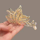 Hivava  -  Fashion Butterfly Hair Claw Rhinestone Pearls Hair Clips For Women And Girl Ponytail Claw Clip Hair Accessories Gifts