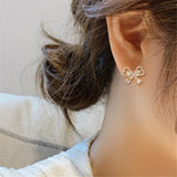 Hivava  -   Needle Exquisite Bow Earrings Female New Fashion Korean Temperament Sweet Earrings Perersonality Trendy Jewelry