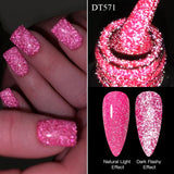 Hivava  -  7ml Glow In Dark Candy Gel Nail Polish Summer Sparkly Glitter Sequins Luminous Nail Art UV Gel Varnish Manicure