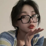 Hivava  Korean Big Frame Glasses Frame Girl Ins No Makeup Plain Glasses Men Eyewear Cute Decorative Computer Glasses