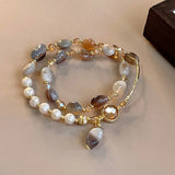 Hivava  -  Fashion Double-Layer Crystal Pearl Beaded Bracelet For Women Vintage Ethnic Stacking Bracelets Bangle Hand Jewelry Gifts