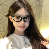 Hivava  -  Korea Oval Black Glasses Frame Women Lovely INS No Makeup Plain Glasses Men Eyewear Cute Decorative Computer Glasses