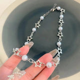 Hivava Korean Fashion Hollow Star Pearl Choker Necklace for Women Sweet Aesthetic Charm Bracelets Harajuku Trend Y2k Jewelry