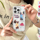 Hivava  Cartoon Puppy Raining Day Ins Colorful Chain Shell For Iphone 13ProMax 12 13 15 Pro Max 15Pro 14Pro 15ProMax 14 12Pro Phone Case