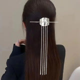 Hivava Glossy Metal Tassel Hairpin Hair Stick For Women Golden Ponytail Hair Clamps Retro Temperament Styling Tools Hairpin Accessories