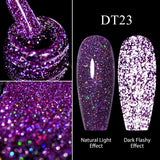 Hivava  -  7ml Purple Fluorescent Reflective Gel Nail Polish Neon Glitter Sparkly Semi Permanent UV LED Gel Nail Art Varnish