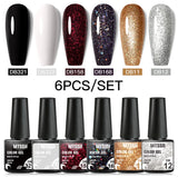 Hivava  -  6Pcs/Set Coffee Series Gel Nail Polish Autumn Nail Art Gel Varnish Semi Permanent Soak Off UV Gel Manicure Kit For Nails