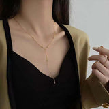 Hivava  -  New Luxury Shiny Rhinestone Necklace for Women Fashion Sliver Color Long Tassel Clavicle Chain Necklace Wedding Jewelry Party