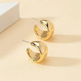 Hivava  -  New Gold Color Round Chunky Earrings for Women Lightweight Smooth Metal Open Thick Hoops Fashion Trendy Jewelry