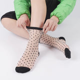 Hivava  Sexy Lace Mesh Fishnet Socks Mixed Fiber Transparent Stretch Elasticity Ankle Net Yarn Thin Women Cool Socks