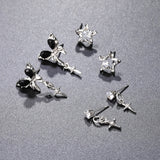 Hivava  -  New Fashion Goth Black Butterfly Crystal Star Earring Set For Women Girl Vintage Aesthetic Heart Stud Earring Trendy Y2K Jewelry