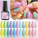 Hivava  -  Macaron Gel Nail Polish Spring Summer Candy Pink Blue Color For Manicure Semi Permanent Soak Off Nail Art Gel Varnishes